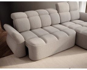 Бежов сгъваем/с място за съхранение ъглов диван от прежда с примки от букле (десен ъгъл) Beneth – ELTAP