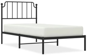 373880 vidaXL Метална рамка за легло с горна табла, черна, 90x200 см