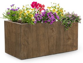 Blumfeldt Timberflor, саксия за цветя, 80 x 40 x 40 см, фибростъкло, интериор и екстериор, кафяво
