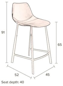 Комплект от 2 сиви бар стола с кадифена тапицерия, височина 91 см Franky - Dutchbone