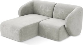 Светлосив шенилов ъглов диван (ляв ъгъл) Lani – Makamii