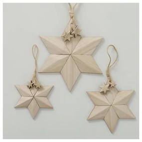 Комплект от 3 висящи коледни декорации от дърво пауловния Carmea - Boltze