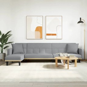3157232 vidaXL Г-образно разтегателно канапе светлосиво 275x140x70 см плат