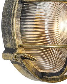 Външна стенна и таванна лампа антично злато кръгла IP44 - Noutica