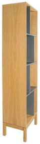 Сив шкаф за книги в дъб 45x185 cm AbbeyWood - Woodman