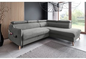 Ъглов разтегателен диван от светлосиво кадифе (десен ъгъл) Sweet Harmony - Miuform