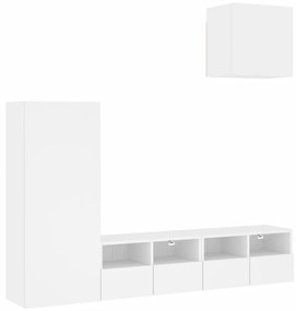 3216500 vidaXL ТВ стенни модули, 4 части, бели, инженерно дърво