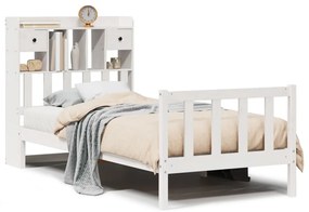 3321738 vidaXL Легло с етажерка за книги, без матрак, 90x200 см, бор масив