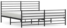 352342 vidaXL Метална рамка за легло с горна и долна табла, черна, 183x213 см