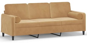 3200898 vidaXL 3-местен диван с декоративни възглавници кафяв 180 см кадифе