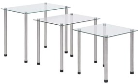 249528 vidaXL Стифиращи маси, 3 бр, прозрачни, закалено стъкло