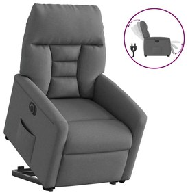 3303053 vidaXL Електрически изправящ реклайнер стол, тъмносив, текстил