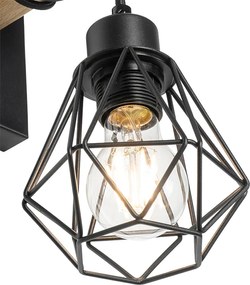 Смарт стенна лампа черна с дърво вкл. WiFi A60 - Chon