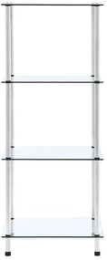 249505 vidaXL Етажерка с 4 рафта, прозрачна, 40x40x100 см, закалено стъкло