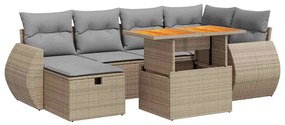 3328060 vidaXL Градински диван с възглавници, 8 части, бежов полиратан, акация