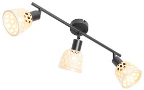 Ориенталски прожектор черен с бамбук 3-светлина - Rayan