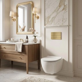 Комплект Структура за Вграждане за WC Slim 024N с Бутон T Brush Gold