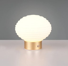 Димируема настолна LED лампа в бяло и златисто със стъклен абажур (височина 14,5 см) Earl - Reality