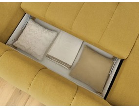 Сгъваем/с място за съхранение ъглов диван в цвят горчица (десен ъгъл/U форма) Fuji – Bobochic Paris