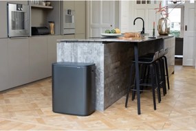 Кош за боклук Brabantia Bo Touch 1008858, 60 л, Плавно и безшумно отваряне, Голям отвор, Сив
