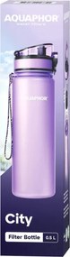 Филтрираща бутилка за вода Aquaphor City 160042, 500 мл, Тритан, Активен въглен, Aqualen, Заключващ се капак, Лавандула