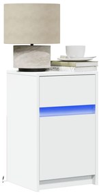 851999 vidaXL Нощни шкафчета с LED, 2 бр, бяло, инженерна дървесина