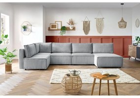 Светлосив велурен променлив U-образен ъглов диван Nihad modular - Bobochic Paris