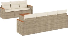 3258208 vidaXL Градински диван с възглавници, 8 части, бежов полиратан