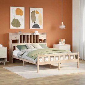 3322174 vidaXL Легло с етажерка за книги, без матрак, 150x200 см, бор масив