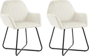 249806 vidaXL Трапезни столове, 2 бр, кремави, кадифе