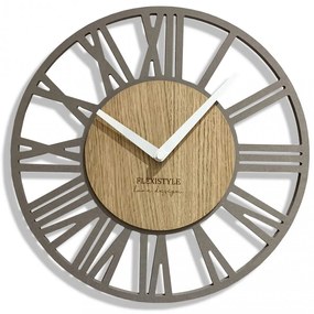 Изчистен сив стенен часовник в дървен дизайн