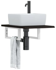 3302576 vidaXL Стенен рафт за мивка, стомана и масивно дърво дъб