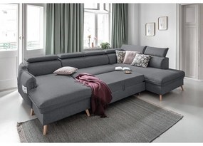 Тъмносив U-образен разтегателен диван, десен ъгъл Sweet Harmony - Miuform