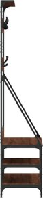 Стойка за дрехи и рафт за обувки, кафяв дъб, 80x40x184 см