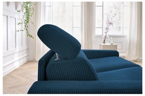 Тъмносин разтегателен диван от рипсено кадифе 215 cm Monaco – Bobochic Paris