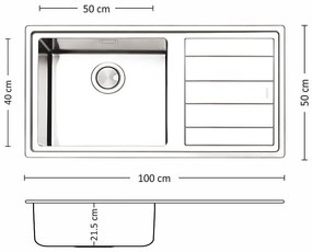 Leks MEGA BB 100.1 R/L TI Кухненска мивка за вграждане