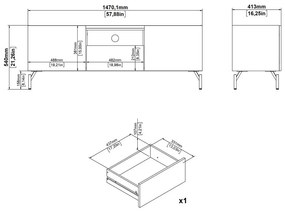 Кафява маса за телевизор от дъбов декор 147x54x41 cm Bergen – Tvilum