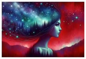 Картина на платно – Жена със звезден пейзаж