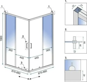 Душ кабина Rea Punto 90x90 Brush Copper