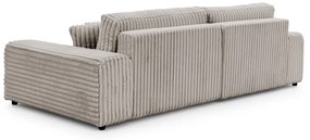 Светлосив разтегателен ъглов диван от рипсено кадифе с място за съхранение (ляв ъгъл) Sarina – Ropez