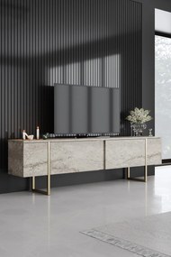 ТВ шкаф Luxe, цвят Травертин Златен