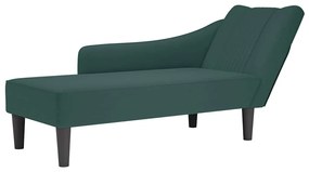 4009794 vidaXL Кушетка с десен подлакътник, тъмнозелен, кадифе