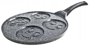 Тиган за палачинки с личица ZILNER ZL 2420, 26 см, 4 различни форми, Мраморно покритие, Сив