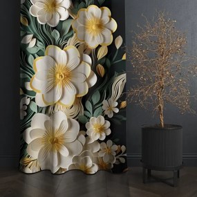 Декоративна черна завеса с отличителни бели цветя Ширина: 160 см | Дължина: 250 см