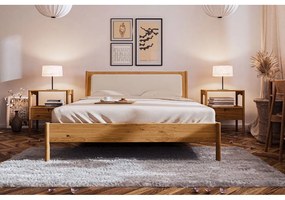 Дъбово двойно легло с тапицирана табла 160x200 cm Pola - The Beds