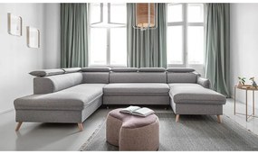 Светлосив U-образен разтегателен диван, ляв ъгъл Sweet Harmony - Miuform