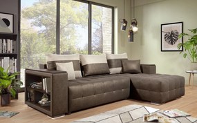 Разтегателен ъглов диван с подлакътник етажерка Мелвин S