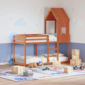 846890 vidaXL Покрив за детско легло, восъчнокафяв, 60x99x139,5 см, бор масив