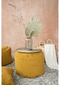 Пуф от рипсено кадифе в цвят горчица Mini – SLOWDOWN