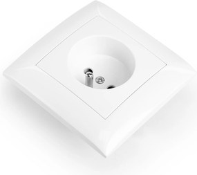 Единичен контакт със заземяване и рамка OSTE JNH001-G White